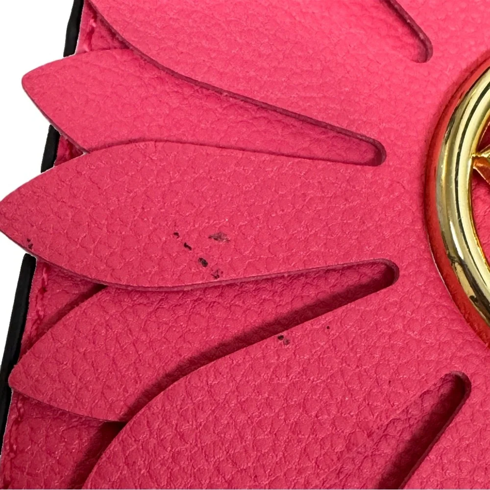 Pink Micro Purse Large Flower Embellishment Gold Accents, “E”  And Chain 5x4” - Picture 12 of 12